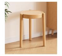 Stackable Rattan Bar Stools - Portable Backless Wooden Chairs with Round Top for Kitchen Island & Dining Room - Sl esign for Home & School Use (Set of 4)