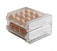 Stackable Refrigerator Egg Holder with Two Independent Pull-Out Drawers 32 Egg Capacity Designed for Long Term Daily Kitchen Use