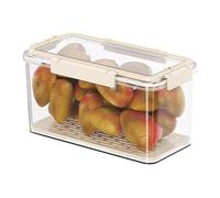 Stackable Refrigerator Storage Containers Airtight Fresh Produce Saver with Lids Removable Drain Tray for Vegetables & Bread Keeper Clear Multi-Purposes