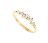 Stackable Ring, Gold Band Ring Round with Diamond 18K Yellow Gold Size O 1/2 Women's Jewelry Sets