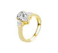 Stackable Ring, Pretty Rings Pear Shaped with 1ct Moissanite 18K Yellow Gold Size I 1/2