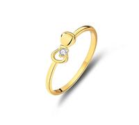 Stackable Ring, Promise Ring to Self Bow-Knot with Round Diamond Gold 9K Yellow Gold Size S 1/2