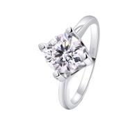 Stackable Rings for Women, Lab Created Diamond Rings Bands for Women Solitaire Ring with White Round Shape Created Diamond 18.1K White Gold Size U 1/2
