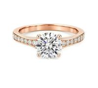Stackable Rings for Women, Rose Gold Engagement Ring 9K 4 Prongs with Moissanite Size L 1/2