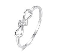 Stackable Rings, Funny Engagement Ring Bow-Knot with Round Diamond 14K White Gold Size U 1/2