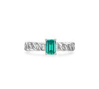 Stackable Rings, Promise Ring to Myself with Created Emerald Silver 14K White Gold Size H 1/2