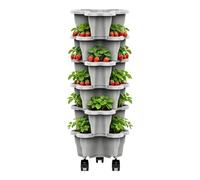 Stackable Rolling Planter, Vertical Garden Tower, Strawberry Tower Plant Pots with Drainage Holes, Indoor Outdoor Home Gardening Rack for Yard Patio, Raised Bed Gardening for Strawberry Flower Plants