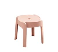 Stackable Round Foot Stool Ottoman - Thickened Plastic Small Stool for Living Room Bathroom Bedroom Garden - Multi-Color Step Stool (Pink)
