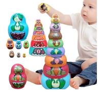 Stackable Russian Dolls, Dinosaur Pattern Nesting Toys, Animal Wooden Set with Shockproof Design, Sturdy Heat-Resistant Material, Educational Toy with Fun Innovative Play, Presents for Boys, Girls