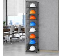 Stackable Safety Helmet Storage for Office/Factory, Rolling Hard Hat with Wheels, White/Black Office Storage Racks(Black,8 Grids(B))