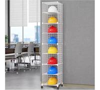 Stackable Safety Helmet Storage for Office/Factory, Rolling Hard Hat with Wheels, White/Black Office Storage Racks(White,8 Grids(B))