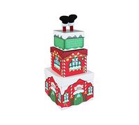 Stackable Santa's Grotto Scene Christmas Gift Boxes, Nested Christmas Eve Box, Father Christmas Gift Box, 3 Tier Nest Box - 3 Pack Large