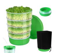 Stackable Seed Sprouter Kit, Microgreens Growing Kit with Drain Holes and Drain Tray, Mini Plant Grow Trays, Fresh Organic Bean Seed Sprouter Tray, Soil-Free Sprouter Tray for Beans Alfalfa Seeds