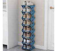Stackable Shoe Rack for Entryway - 8-Tier Narrow Corner ShoeFree Standing Space-Saving Storage Shelf for Living Room & Hallway Blue Display Stand