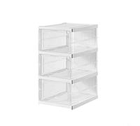 Stackable Shoe Storage - Foldable Multi-Layer Transparent Plastic Boxes for Closet & Entryway - Space-Saving Shoe Containers (Set of 4)