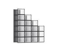 Stackable Shoe Storage Organisers, Transparent + Black / L (35x25.2x19cm) / 18