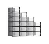 Stackable Shoe Storage Organisers, Transparent + Black / M (33.3 x 23 x 14 cm) / 18