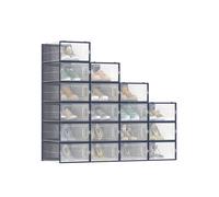 Stackable Shoe Storage Organisers, Transparent + Blue / M (33.5x23.2x14.3cm) / 18