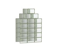 Stackable Shoe Storage Organisers, Transparent + Green / M (33.5x23.2x14.3cm) / 18
