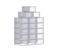 SONGMICS Shoe Boxes, Pack of 18 Stackable Shoe Storage Organisers, Foldable and Versatile for Sneakers, Fit up to UK Size 11, Grey LSP006G18