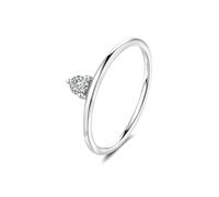 Stackable Silver Rings, Womens Wedding Rings with 0.1ct Lab Created Diamond 18K White Gold Size I 1/2