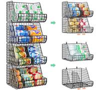 Stackable Soda Can Organizer Stores Up to 72 Cans, 4-Pack Can Storage Organizer for Pantry Shelves, 4-Tier Kitchen Can Holders with 4 Adjustable Dividers, Wire Drink Organizer for Pantry Cabinet Shelf