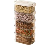 Stackable Spice Storage Box, Multi-Layer Sealed Food Organizer, Travel Spice Containers and Camping Spices Kit, Airtight Container for Seasoning, Cereal, Fruit (White)