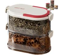 Stackable Spice Storage Box, Organizador De Especias Sellado Multicapa, Multi-Layer Sealed Food Organizer, Travel Spice Containers and Camping Spices Kit for Seasoning, Cereal (White - two layer)