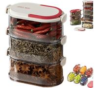 Stackable Spice Storage Box, Organizador De Especias Sellado Multicapa, Multi-Layer Sealed Food Organizer, Travel Spice Containers and Camping Spices Kit for Seasoning, Cereal (White - Three layer)