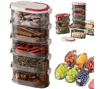 Stackable Spice Storage Box, Organizador De Especias Sellado Multicapa, Multi-Layer Sealed Food Organizer, Travel Spice Containers and Camping Spices Kit for Seasoning, Cereal (White - Five layer)