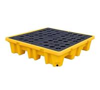 Stackable Spill Containment Pallet with Anti-Slip Grating, Detachable Polyethylene Platform for Safe Spill Management & Storage, 130x130x30cm - Ideal for Drum Storage