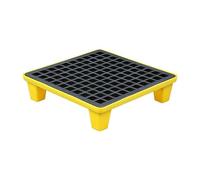 Stackable Spill Containment Pallet with Grating & Drain Outlet 2Pack Modular Paint Bucket Tray for Industrial Garage Low Storage Solutions