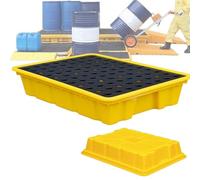 Stackable Spill Containment Platform with Drain & Forklift Pockets - Leak-Proof Modular Tray for 55-Gallon Drum - Heavy-Duty, 49x35x9cm