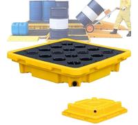 Stackable Spill Containment Platform with Drain Pockets and Forklift Access for Hazardous Material Storage