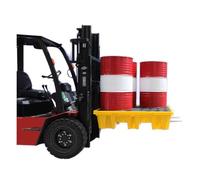 Stackable Spill Containment Tray with Drain Outlet, 26.8"x26.8"x3.9", Heavy-Duty Modular Pallet for Industrial Hazardous Liquid Management, Yellow & Black Design