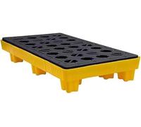 Stackable Spill Control Pallet for Oil Drums - Modular Containment Tray with Drain, Industrial Safety Grating Platform for Garage/Factory