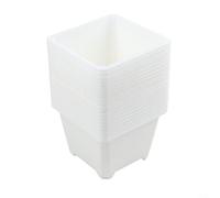 Stackable Square Plant Pots with Drainage Holes Made from Plastic, Designed for Efficient Water Flow and For Outdoor For Balcony Use (White)