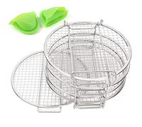 Stackable Stainless Steel Dehydrator Rack for Foodi Fryer, 5 - Tier Drying Rack with Anti Scalding Gloves, Heat Resistant Kitchen Accessory for Fruits Meat