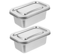 Stackable Stainless Steel Food Storage, 2Pcs Dishwasher Safe Lunch Box, Airtight Metal Canisters for Home, Café Use/6.4x3.9x2.6 Inch