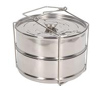 Stackable Steamer Insert Pans, 2 Tier Stainless Steel Steaming Pot, Pot Baking Pan, Pressure Cooker Accessories with Steamer Lid for Bake Steam Reheat