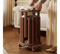 Stackable Stool Set of 4, Nesting Kitchen and Dining Room Stools with Wheels, Versatile as Side or Coffee Table, Wooden Round Design for Living Room