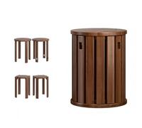 Stackable Stool Set of 4, Solid Wood Multi-Functional Seating and Side Table for Living Room, Bedroom, Office, and Dining