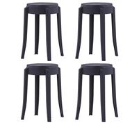 vidaXL Stackable Stools 4 pcs Black Plastic, Black