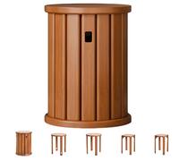 Stackable Stools Set of 4 or 6-6-in-1 Round Wood Stools for Dining, Living Room, Kitchen, Bedroom, Balcony, Bar - No Installation Required