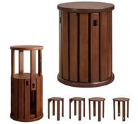 Stackable Stools Set of 4, Solid Wood Multi-Functional End Tables - Space-Saving Minimalist Design for Living Room, Bedroom, Kitchen, Dining Room