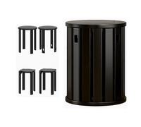 Stackable Stools Set of 4 Solid Wood Stacking Chairs & Small Side Table Versatile Bar Stools for Living Room Bedroom Office & Dining &Fur