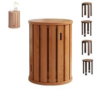 Stackable Stools Set - Wooden Nested Round Bar Stools, Versatile Modular Design for Small Spaces, Ideal for Living Room and Bedroom Seating