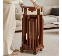 Stackable Stools with Wheels, 6-in-1 Nesting Stools, Durable Round Wood Stools Set of 6, for Kitchen Living Room Bar Dorm