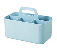 Stackable Storage Bins With Handles, Plastic Organiser Boxes For Desk With Dividers, Portable For Caddy For Office Supplies, Makeup And Craft Organizer, Small Bathroom Toiletry Basket, White(Blue)