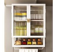 Stackable Storage Cabinet with Two Sliding Barn Doors - Multifunctional Kitchen Storage Rack No Drilling Required for Kitchen Dining Bathroom & Living Room ion